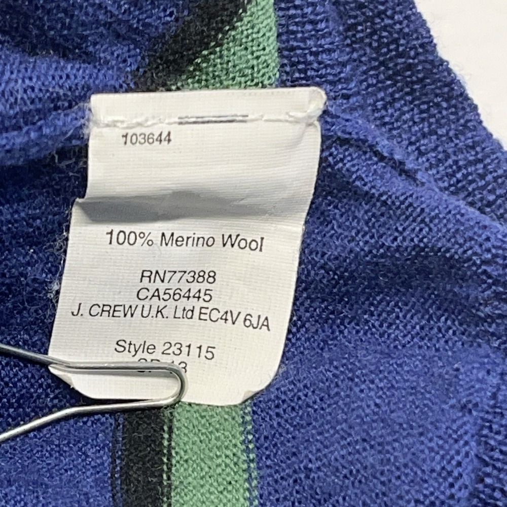 J Crew Tippi Sweater Womens Small Blue Striped Merino Wool 3/4 Sleeve Preppy - Picture 7 of 9
